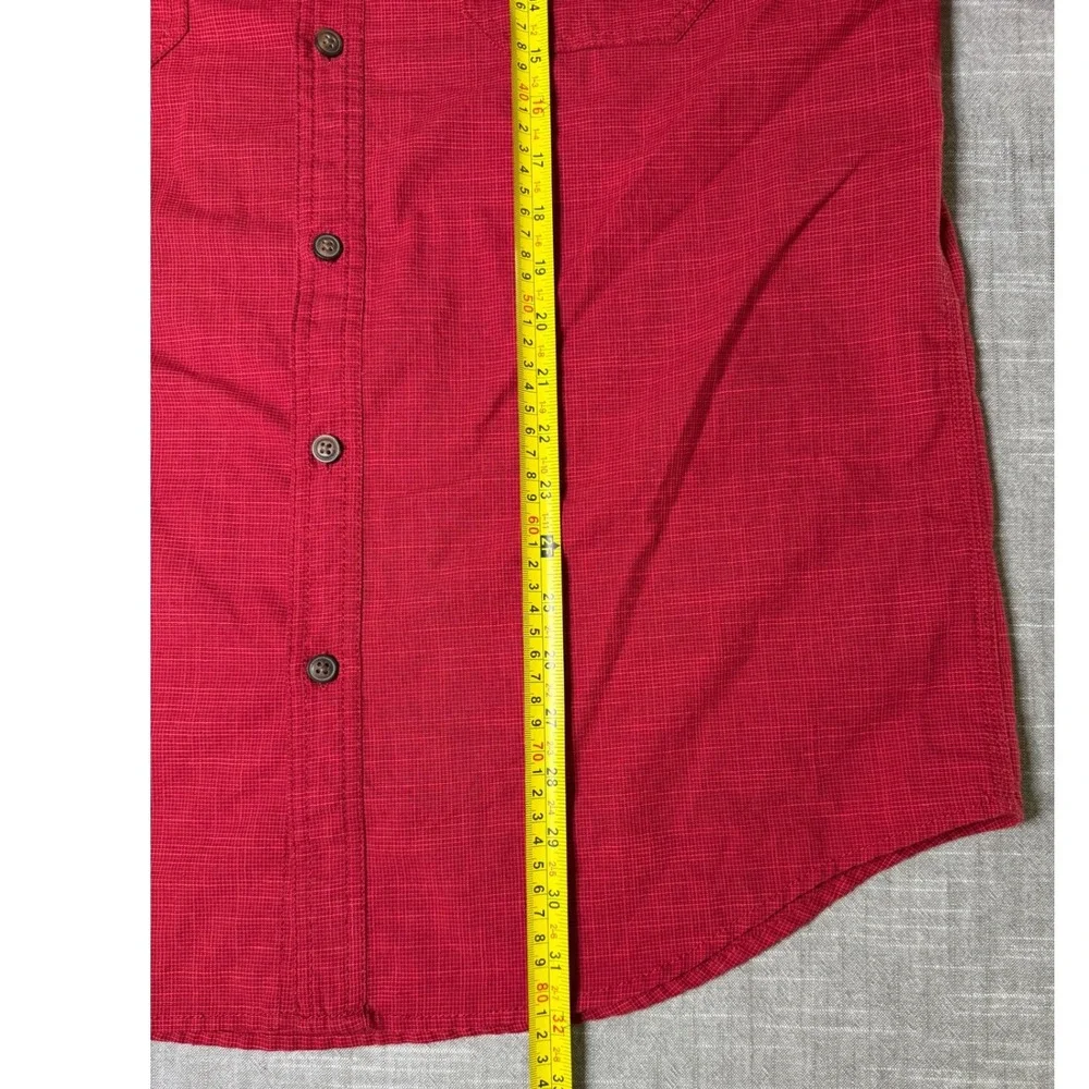 GH Bass & Co Mens Red‎ Short Sleeve Button Down Shirt Large 5277003 Crosshatch